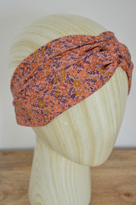 Headband petites fleuris oranges et violettes