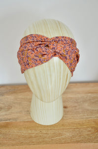 Headband petites fleuris oranges et violettes