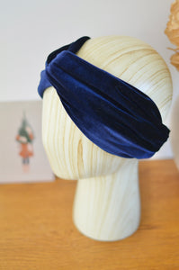 Headband velours bleu marine