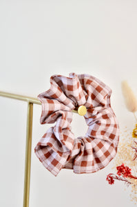 Chouchou vichy marron et beige