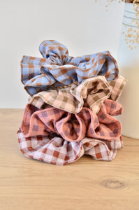 Chouchou vichy marron et beige