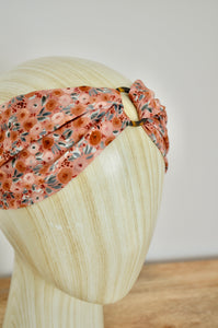 Headband fleuri orange avec anneau