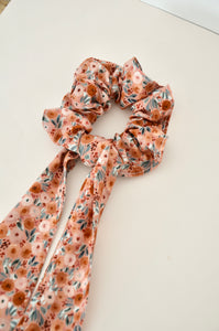 Chouchou foulard fleuri orange