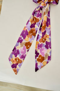 Chouchou foulard fleuri violet et orange