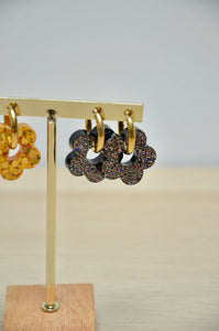 Boucles d'oreilles grosses fleurs noires