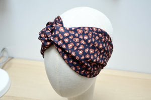 Headband twist Léopard marine