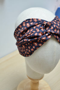 Headband twist Léopard marine