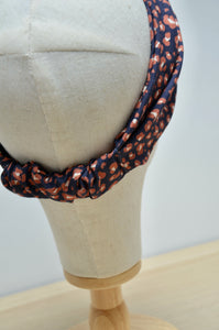 Headband twist Léopard marine