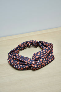 Headband twist Léopard marine