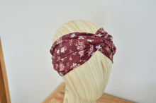 Charger l'image dans la galerie, Headband bordeaux à fleurs
