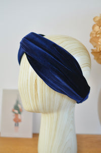 Headband velours bleu marine